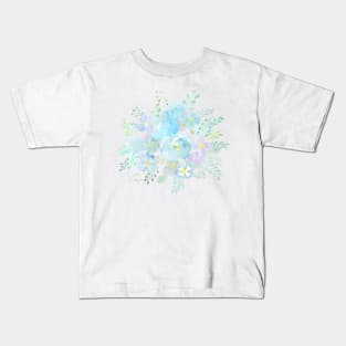 abstract blue flowers arrangement Kids T-Shirt